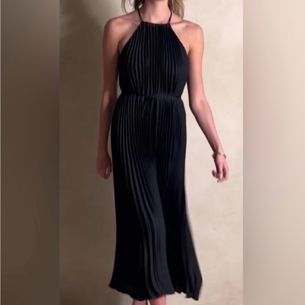 Banana Republic Black Pleated Maxi Dress